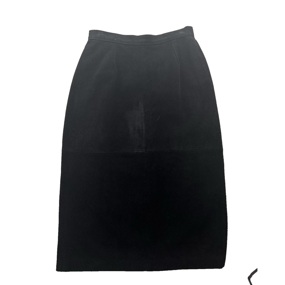 Vintage Pioneer Wear Black Suede Leather Split Skirt Western Goth Cowgirl Chic 8